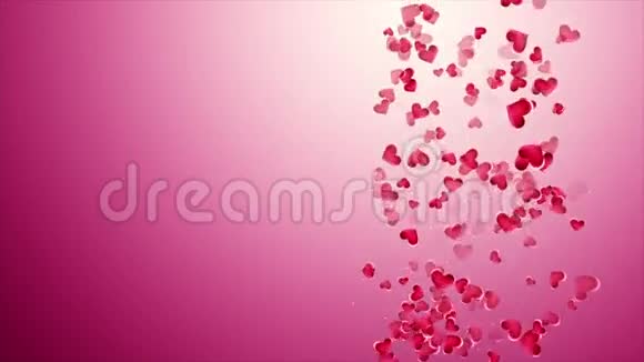 情人节那天美丽的粉红色背景和落下来心视频的预览图