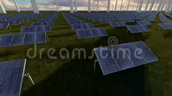 下午风力和太阳能农场视频的预览图