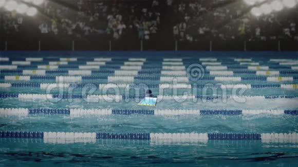 游泳图标游泳比赛跑道帽子秒表视频的预览图