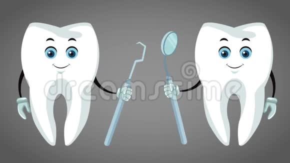 牙齿卡通及牙科卫生高清动画视频的预览图
