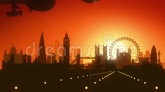 伦敦飞机天际线日出着陆视频的预览图