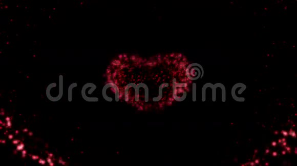 在循环动画中由红色粒子制成的心脏形状高清1080视频的预览图