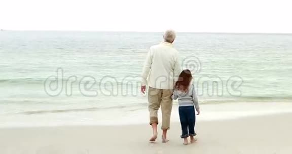 爷爷和孙女一起散步视频的预览图
