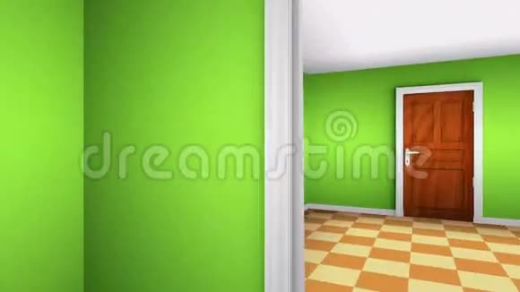 走廊和门的迷宫3D动画视频的预览图