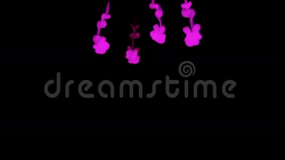 彩色墨水在水下以黑色为背景紫色墨水背景烟墨系列三维渲染体素视频的预览图
