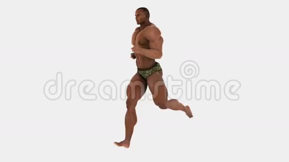 黑人健美运动员带着阿尔法面具跑步视频的预览图