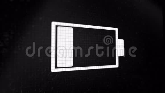 循环动画背景与充电电池图标白色在黑色像素屏幕上无缝环视频的预览图