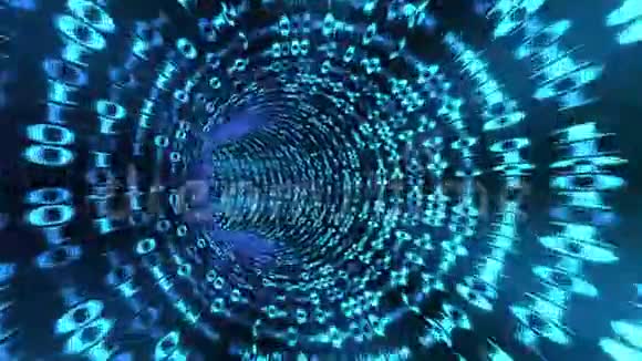 二进制代码隧道的循环动画蓝色视频的预览图
