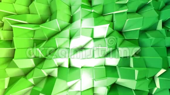 抽象低聚风格循环背景三维无缝动画在4K现代渐变颜色绿色表面闪光视频的预览图