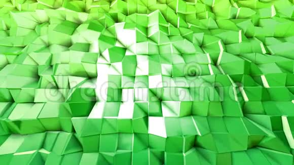 抽象低聚风格循环背景三维无缝动画在4K现代渐变颜色绿色表面闪光视频的预览图