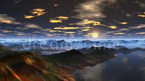 月亮升起在一个奇妙的星球上视频的预览图