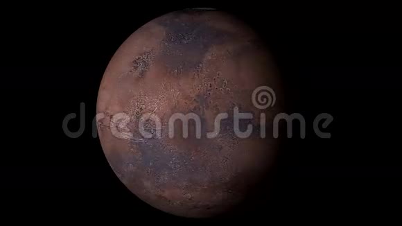 火星在坚实的黑色背景上旋转可循环使用视频的预览图