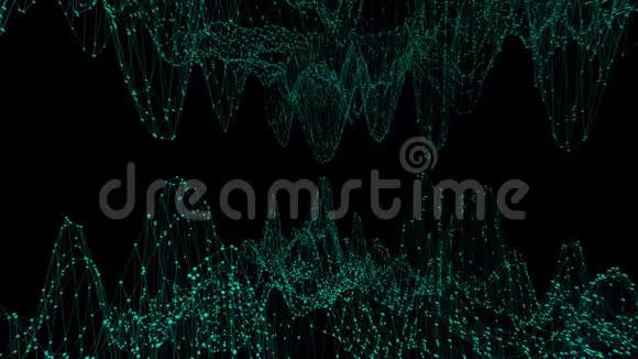 抽象简单的蓝色挥动三维网格或网格作为催眠环境蓝色几何振动环境或脉动视频的预览图