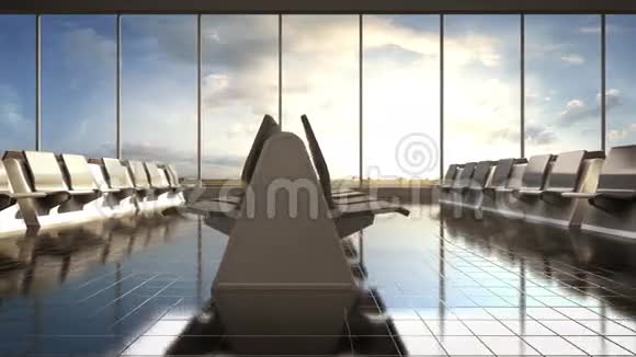航班等候大厅休息室白天移动摄像机3D视频的预览图