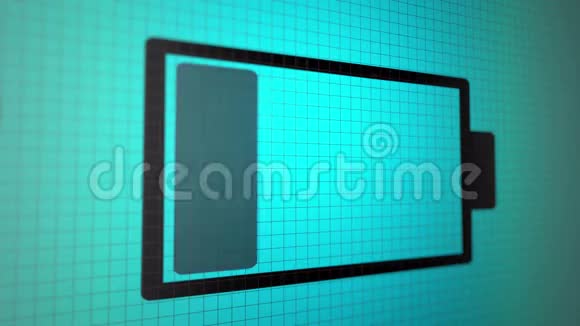 循环动画背景与充电电池图标黑色在蓝绿色像素屏上无缝环视频的预览图