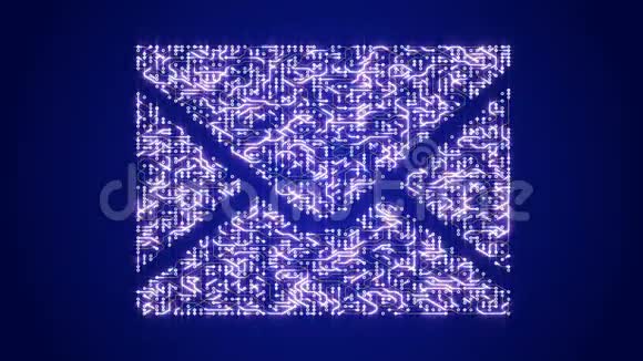 一个具有移动电子形状电子邮件符号的未来主义电路板视频的预览图