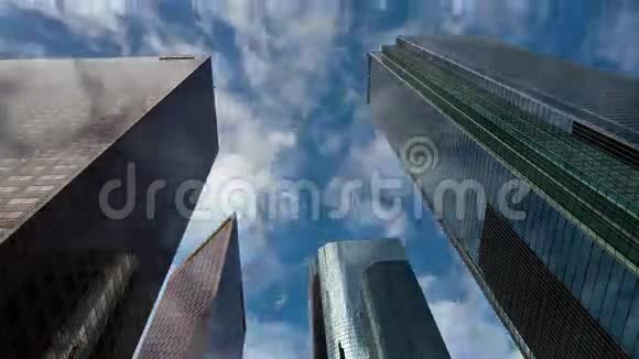 洛杉矶云层和办公大楼的时间流逝4K视频的预览图