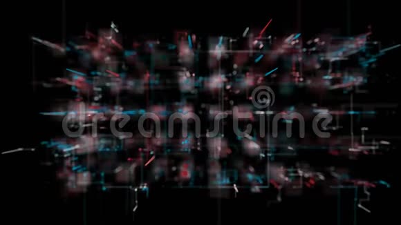 3D绘制抽象几何背景线和波克是蓝色和红色建筑设计图大数据视频的预览图