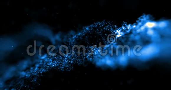 抽象的流阵彩色的闪光闪耀着蓝色的线条黑色背景科学和研究上的粒子视频的预览图