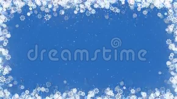 圣诞卡框架与雪花在蓝色背景视频的预览图