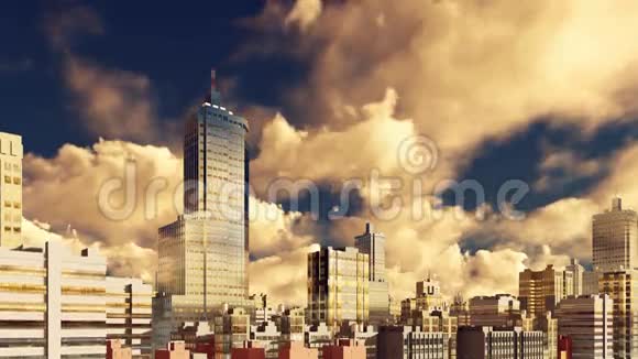 摩天大楼市中心的日落云视频的预览图