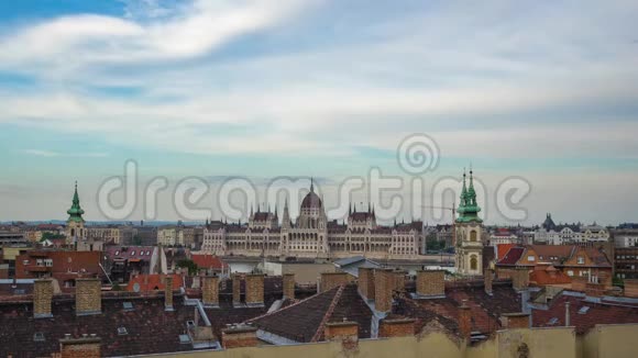 布达佩斯天际线与匈牙利布达佩斯议会大厦视频的预览图
