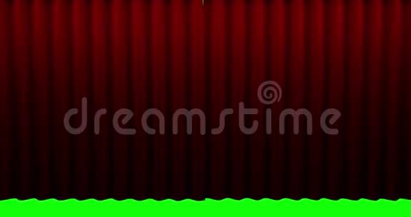 高品质动画完美的红色窗帘开启运动背景包括绿色屏幕视频的预览图
