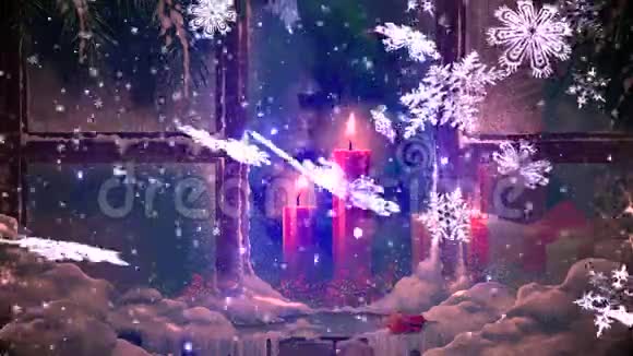 圣诞节背景雪花飘落圣诞节背景模糊新年快乐视频的预览图