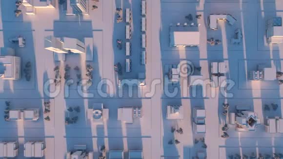 日落时城市街道的鸟瞰图3D视频的预览图