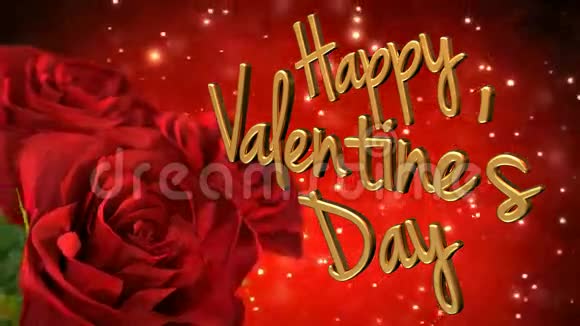 以红玫瑰为主题的情人节快乐3D渲染循环视频的预览图