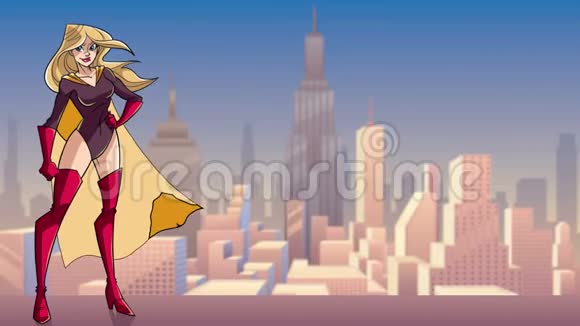 超级英雄站在城市里视频的预览图