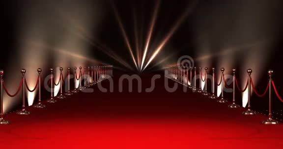 红色背景带聚光灯的红色长地毯视频的预览图