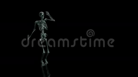 骷髅会跳舞反射黑色的地面视频的预览图