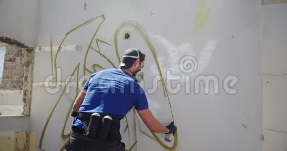 涂鸦艺术家用喷雾剂画4k视频的预览图