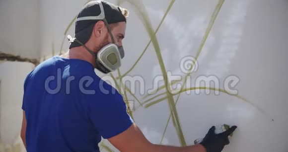 涂鸦艺术家用喷雾剂画4k视频的预览图