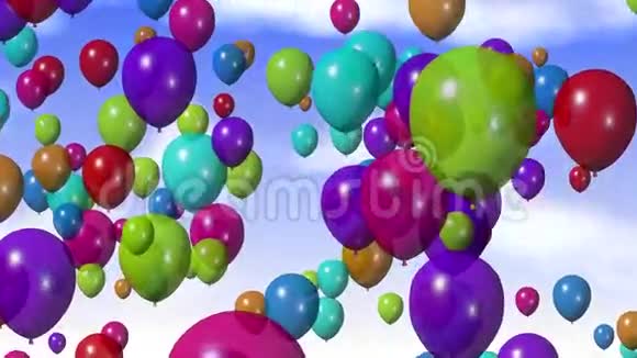 五颜六色的气球升起视频的预览图