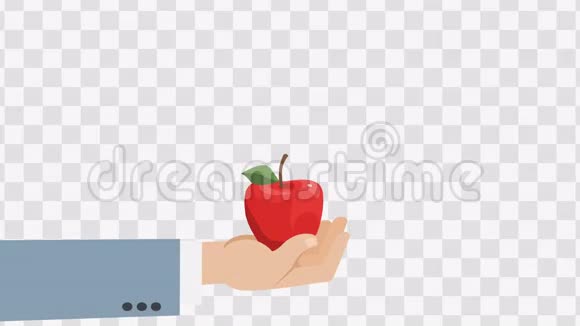 手拿苹果动画场景与阿尔法哑光视频的预览图