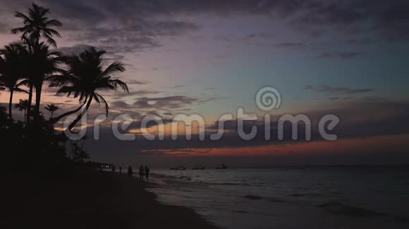 天堂热带岛屿海滩和加勒比海日出视频的预览图