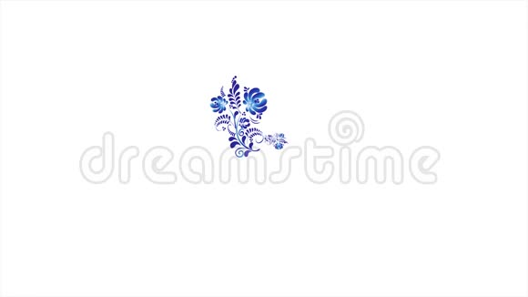 白色背景上的霍克洛马蓝白色背景上的霍克洛马蓝动画俄罗斯霍克洛马的复古风格视频的预览图