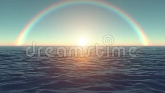 在彩虹天空背景上用耀斑运动太阳视频的预览图