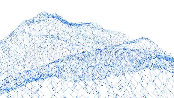 抽象简单的蓝色挥动三维网格或网格作为分子结构蓝色几何振动环境或脉动视频的预览图