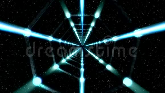 蓝3D太空隧道与星空背景视频的预览图