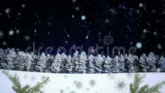 3D雪花飘落在圣诞背景2视频的预览图