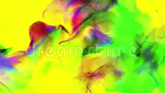 在黄色背景上提取彩色粉末三维粒子循环视频的预览图