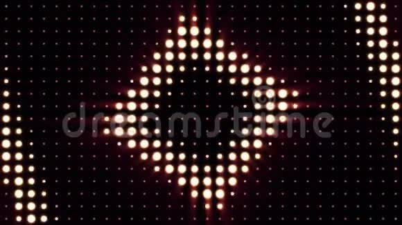 音乐会元素面板与LED灯泡摘要背景与动画缩放圆圈在LED屏幕五彩缤纷视频的预览图