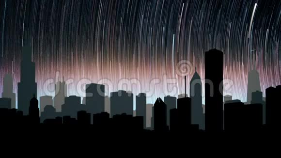 夜晚城市的星光夜景可循环视频的预览图