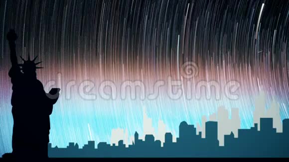 夜晚城市的星光夜景可循环视频的预览图