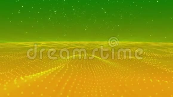 抽象黄绿色点波形多边形三维空间视频的预览图