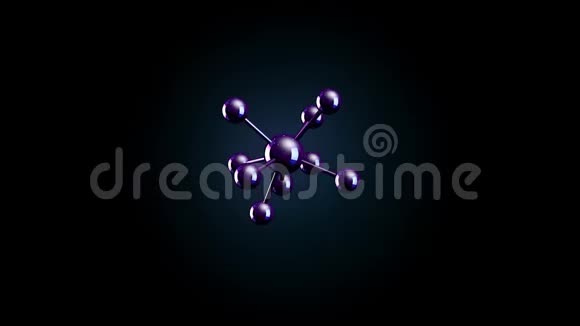 黑色背景上分子模型的动画分子的未来主义模型视频的预览图