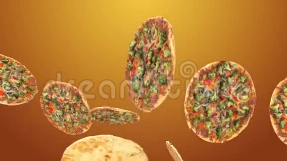 飞行披萨片的背景视频的预览图